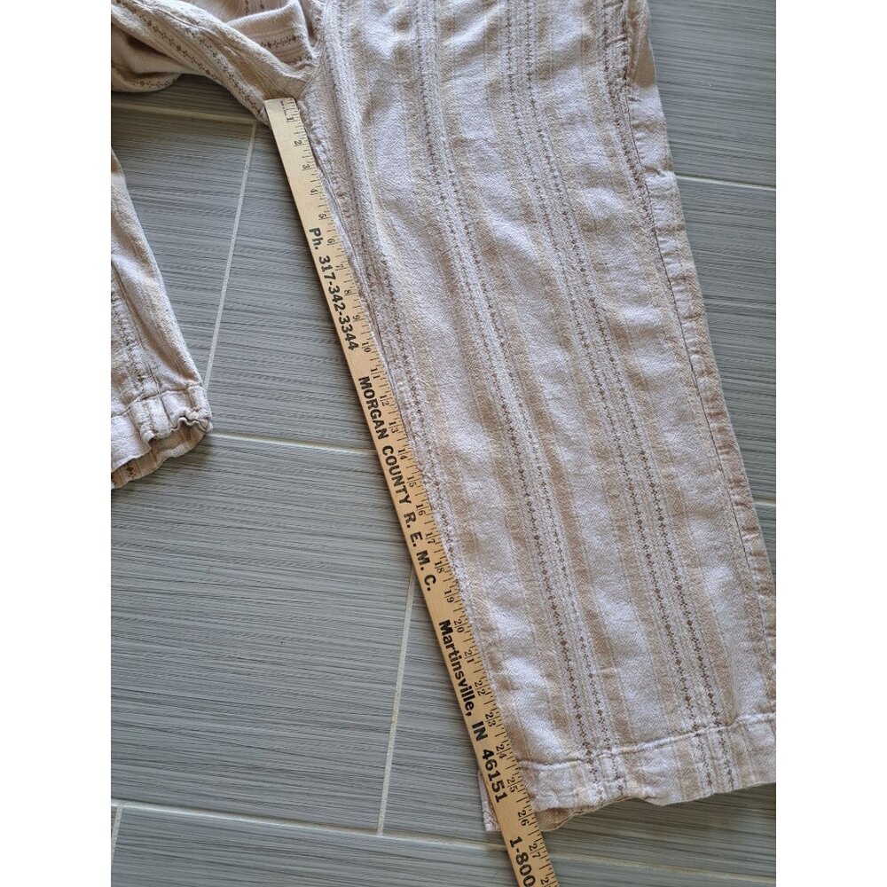 Lot of 2 Linen Blend XXl Striped Beige Elastic Waist Pants Women's Summer - Picture 9 of 15